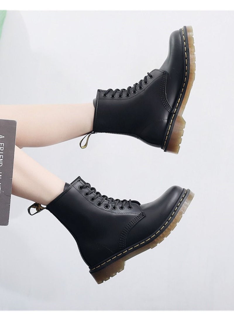 Loquat Hard Leather Men's And Women's Genuine Leather Short Boots Black  - Image 2
