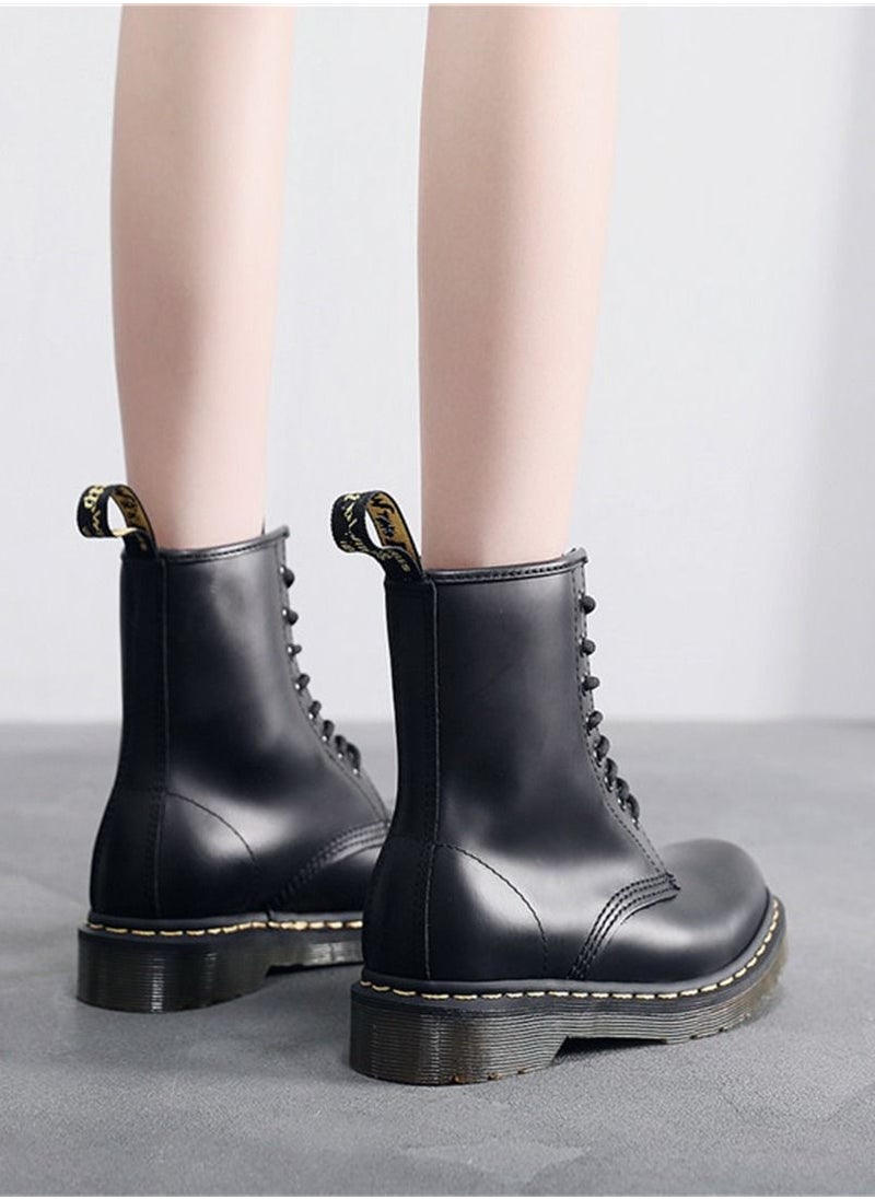 Loquat Hard Leather Men's And Women's Genuine Leather Short Boots Black  - Image 3