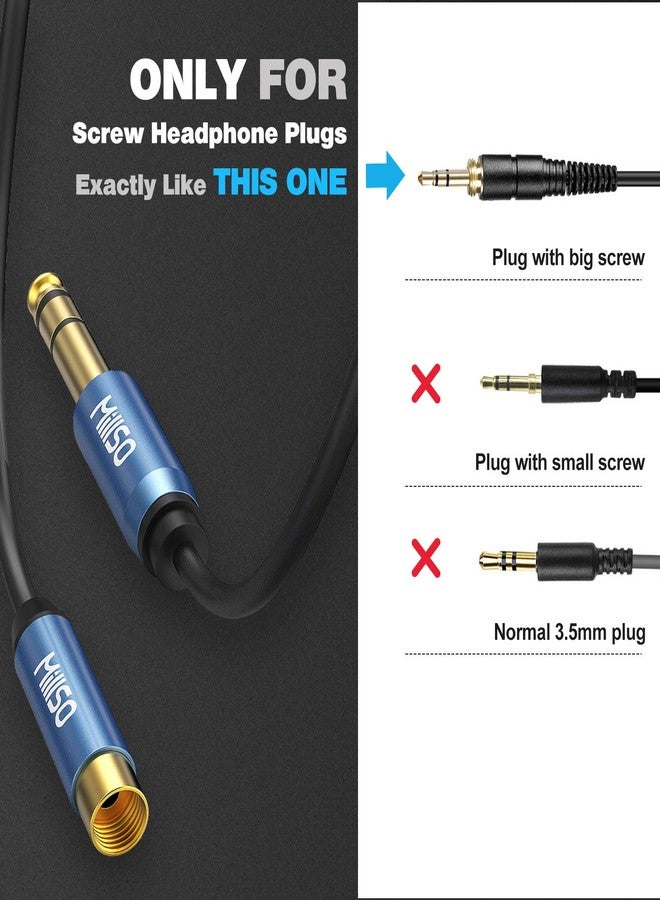 MillSO 1/4" Stereo Phone Screw-On Adapter with Cable TRS 1/4'' Male to 1/8'' Female Stereo Headphone Adapter for Stereo System to Audio Technica Headphone Jack Adapter - Image 4