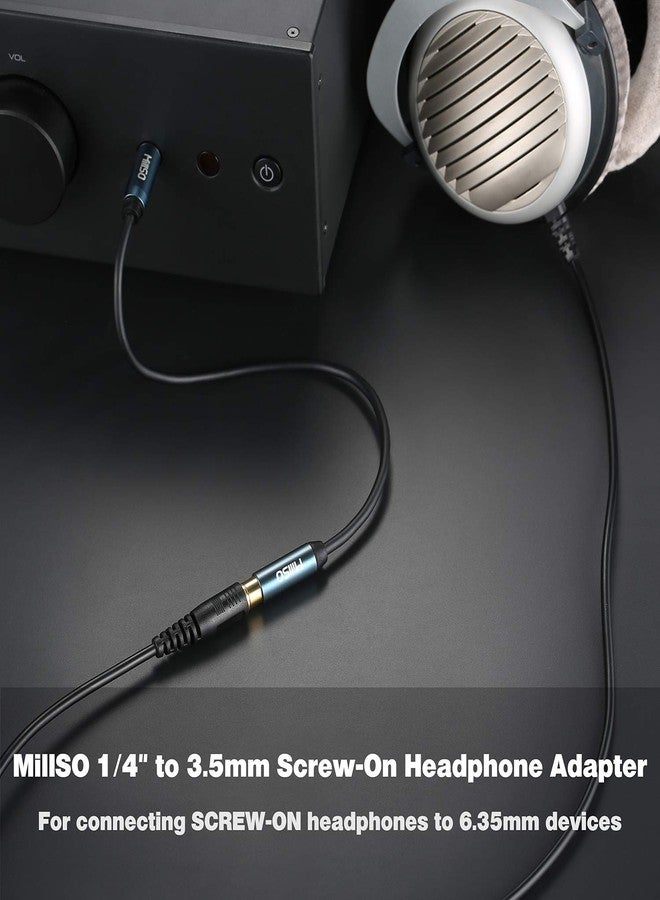MillSO 1/4" Stereo Phone Screw-On Adapter with Cable TRS 1/4'' Male to 1/8'' Female Stereo Headphone Adapter for Stereo System to Audio Technica Headphone Jack Adapter - Image 2