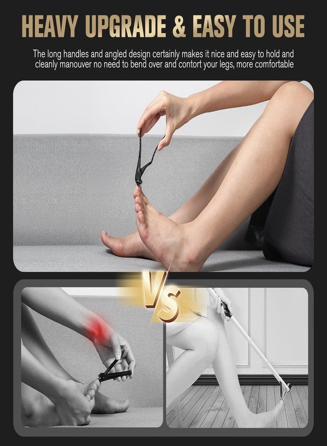 FERYES Ergonomic Non-Slip Long Handle Nail Clippers for Seniors, Unique Angled Head Curve Wide Jaw Opening Toenail Clipper with Catcher for Thick Toenails and Fingernails - Image 3