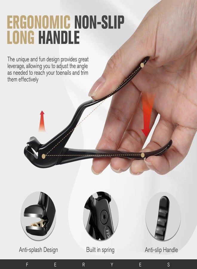 FERYES Ergonomic Non-Slip Long Handle Nail Clippers for Seniors, Unique Angled Head Curve Wide Jaw Opening Toenail Clipper with Catcher for Thick Toenails and Fingernails - Image 5