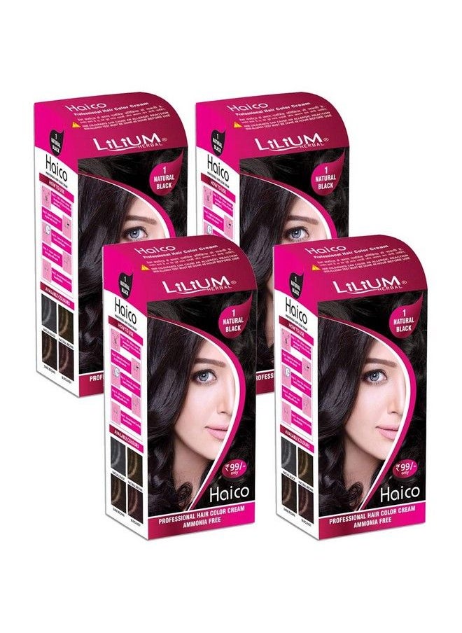 Lilium Herbal Haico Professional Natural Black Hair Color Cream Ammonia Free Pack Of 4  - Image 2