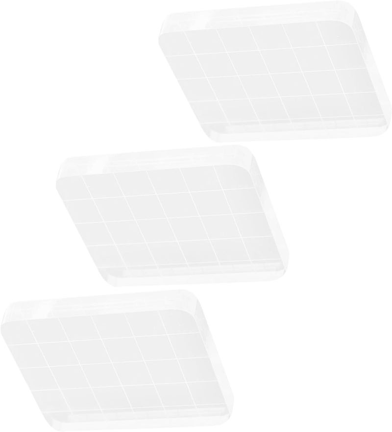 هيلفتي مجموعة أدوات ختم الأكريليك من مكونة من 3 قطع مع خطوط شبكية، مجموعة أدوات ختم سكرابوكينغ للأعمال اليدوية وصناعة البطاقات وطوابع اليوميات - Image 1