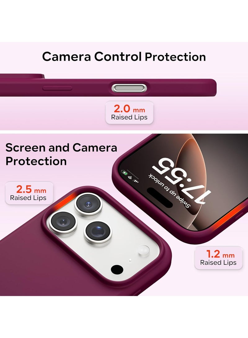 Silicone Case Compatible with iPhone 17 Pro Max, Slim Liquid Silicone Phone Case with 3-Layer Soft Rubber Shockproof Bumper with TPU Lining (Maroon) - Image 4