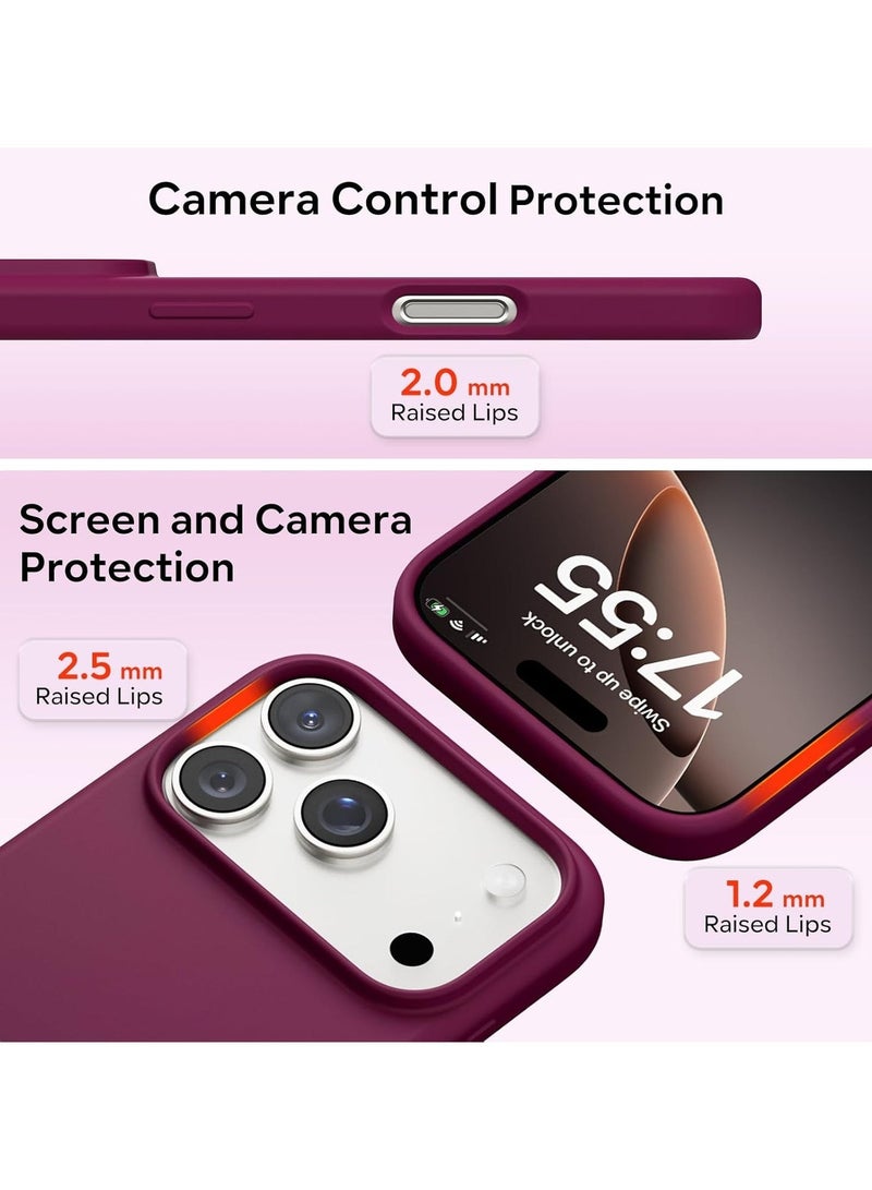 ACLIX Silicone Case Compatible with iPhone 17 Pro Max, Slim Liquid Silicone Phone Case with 3-Layer Soft Rubber Shockproof Bumper with TPU Lining (Maroon) - Image 4