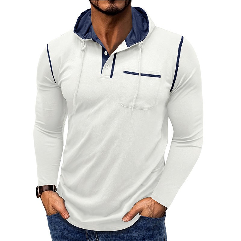 2025 Export Cross-Border Men''s Long-Sleeved T-Shirt and Men''s Hooded Henley Shirt Autumn and Winter Outdoor Tops - Image 1