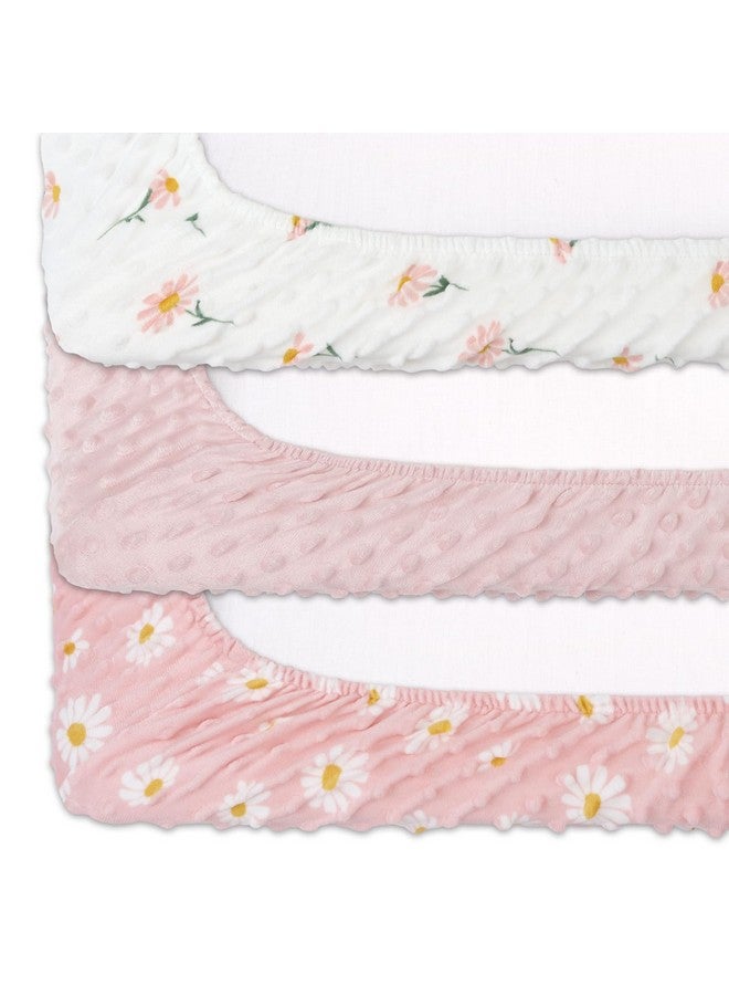 The Peanut Shell أغطية وسادة تغيير الأطفال من بي نات شيل للبنات، شراشف طاولة تغيير مينيكي للبنات، ديكور حضانة زهور وردية، دوار الشمس البوهيمي - Image 5