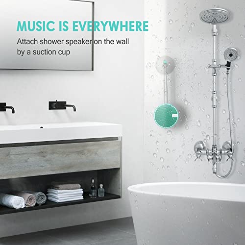 INSMY C12 IPX7 Waterproof Shower Bluetooth Speaker, Portable Small Speaker, Speakers Bluetooth Wireless Loud Clear Sound Support TF Card Suction Cup for Outdoor Kayak Canoe Beach Gift (Mint) - Image 5