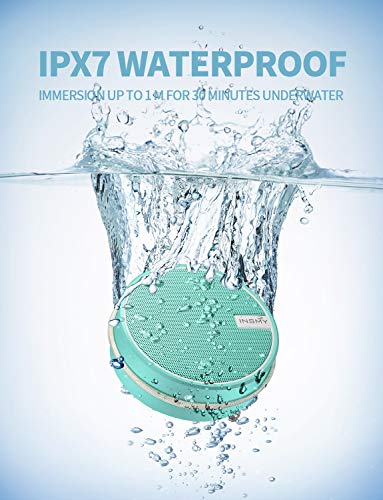 INSMY C12 IPX7 Waterproof Shower Bluetooth Speaker, Portable Small Speaker, Speakers Bluetooth Wireless Loud Clear Sound Support TF Card Suction Cup for Outdoor Kayak Canoe Beach Gift (Mint) - Image 2