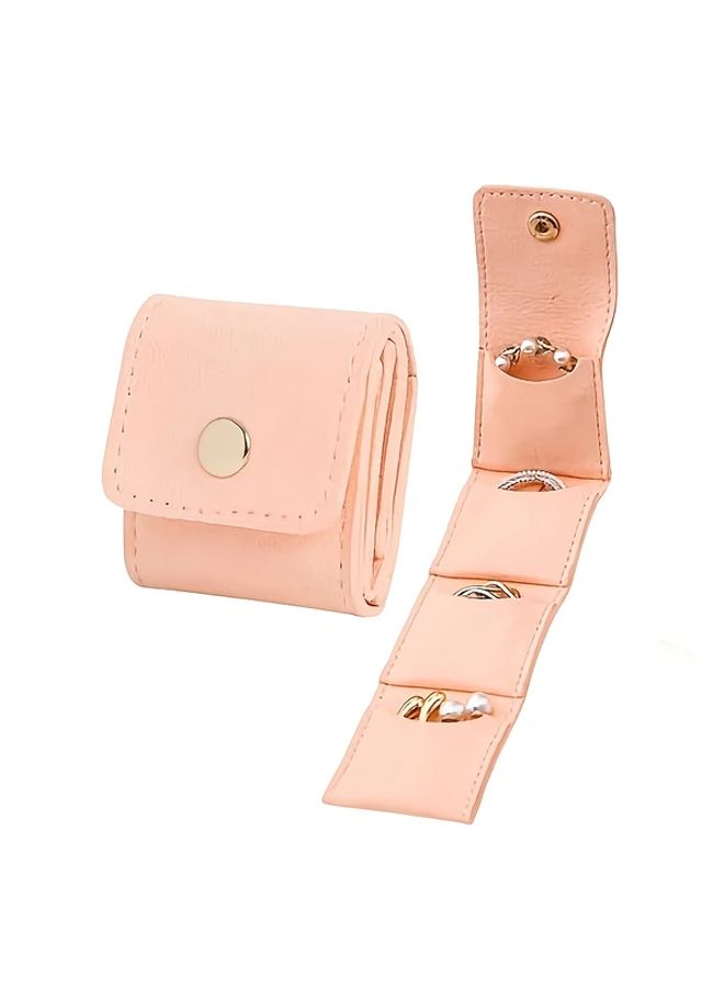 Pink Mini Travel Jewelry Organizer Pouch with Buckle for Earrings Rings Necklaces - Image 2