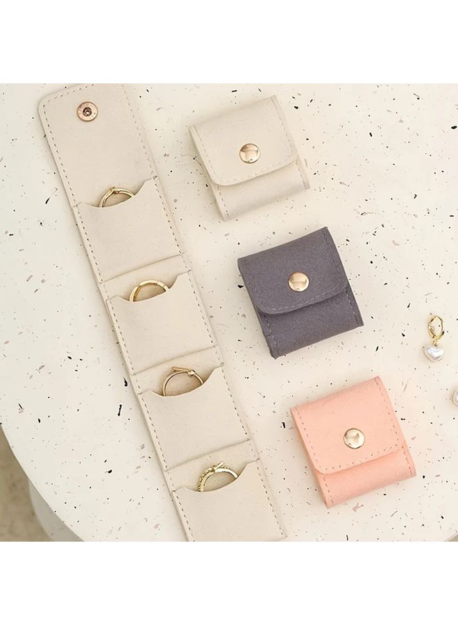 Pink Mini Travel Jewelry Organizer Pouch with Buckle for Earrings Rings Necklaces - Image 5