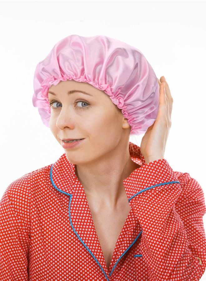 Blulu 3 قطع غطاء رأس ساتان بونيت لليل ناعمة للشعر للنساء والفتيات (ذهبي وردي زرقاء طاووس) - Image 4