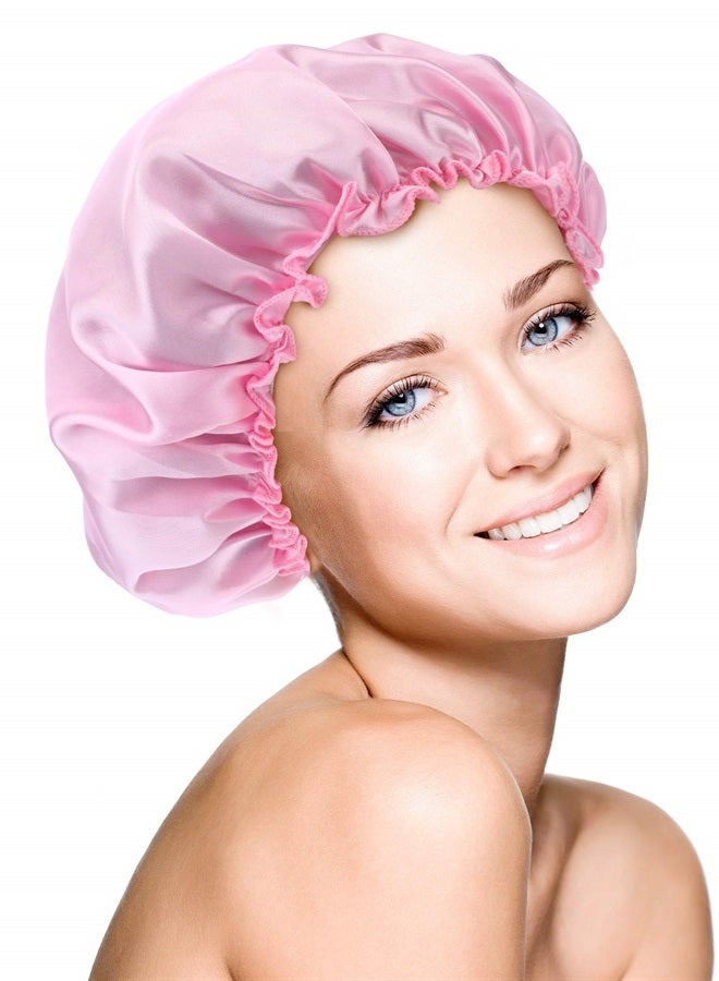 Blulu 3 قطع غطاء رأس ساتان بونيت لليل ناعمة للشعر للنساء والفتيات (ذهبي وردي زرقاء طاووس) - Image 3