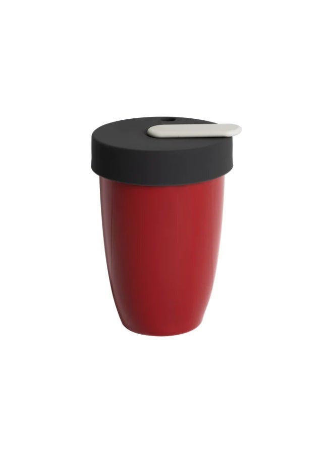 Loveramics Nomad 250ml Double Walled Mug Red, Premium Porcelain Travel Coffee Mug with Silicone Lid Designed by Simon Stevens