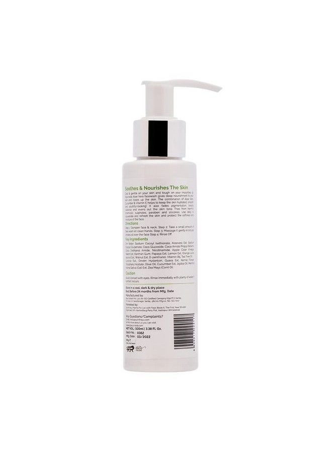 91 AYURVEDA Aloe Vera Face Wash With Cucumber & Vitamin E For All Skin Type Deep Cleanser Soothes Nourishes No Parabens Silicones & Sulphate 100Ml  - Image 3