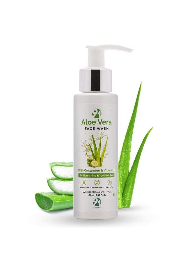 91 AYURVEDA Aloe Vera Face Wash With Cucumber & Vitamin E For All Skin Type Deep Cleanser Soothes Nourishes No Parabens Silicones & Sulphate 100Ml  - Image 2