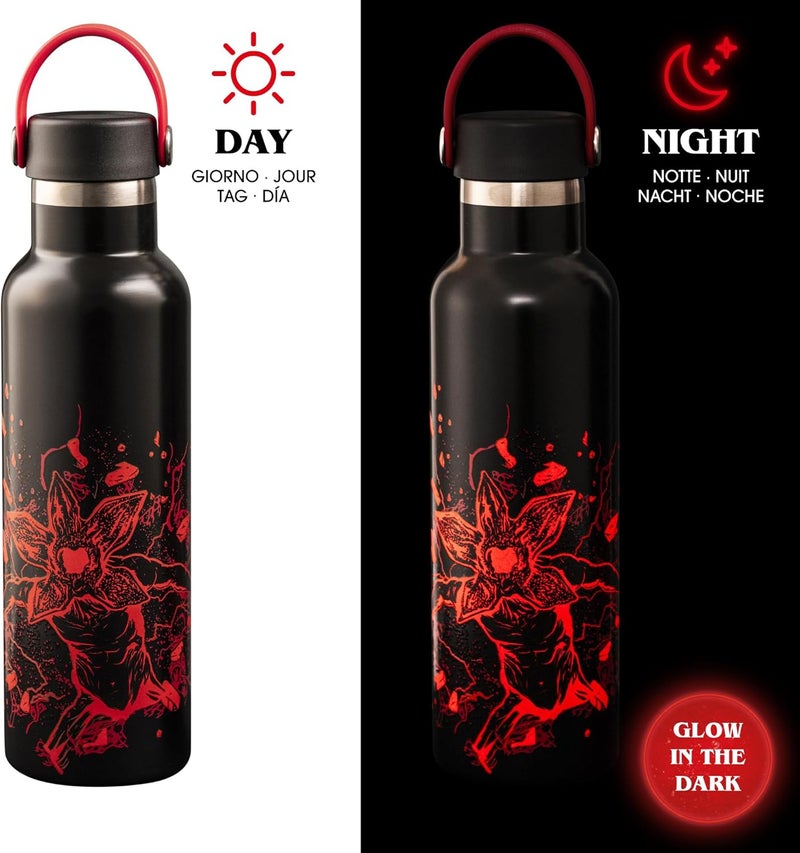 بياليتي قارورة حرارية بيايليتي من Stranger Things سعة 600 مل - يتوهج في الظلام يحافظ على درجة الحرارة غير آمن لغسالة الصحون - Image 2