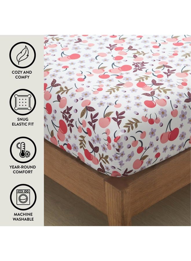 Urban Lifestyle 4 Piece Sheet Set, Including Top Sheet, Fitted Sheet and 2 Pillow Cases, Cherry Print, Full - Image 3