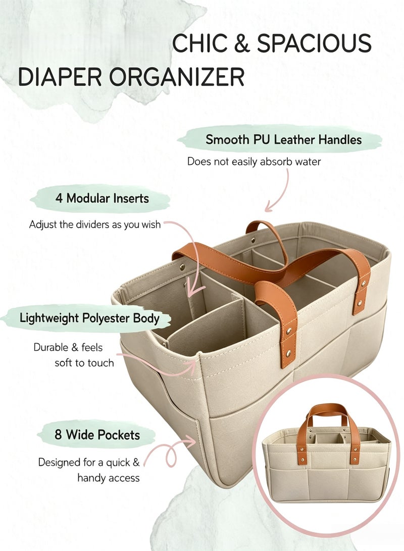 BESTPEAK Diaper Caddy Organizer Cart for Nursery Baby Basket Gift for Boy/Girl | Diaper Caddy for Changing Table Basket Organizer with Dividers | Caddy for Baby Stuff Breast Pump Caddy - Image 2