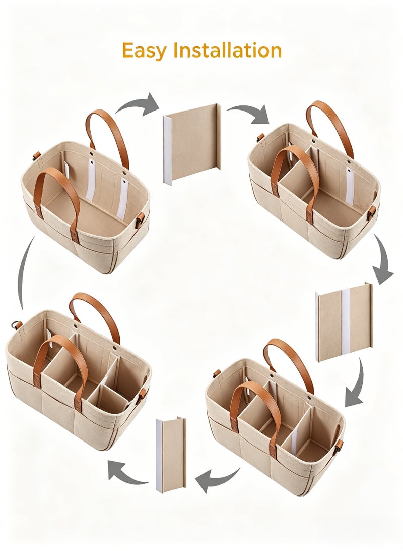 BESTPEAK Diaper Caddy Organizer Cart for Nursery Baby Basket Gift for Boy/Girl | Diaper Caddy for Changing Table Basket Organizer with Dividers | Caddy for Baby Stuff Breast Pump Caddy - Image 5