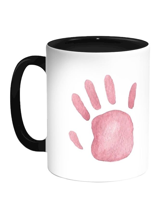 RKN Palm Of The Hand Printed Coffee Mug Black/White/Pink - Image 2