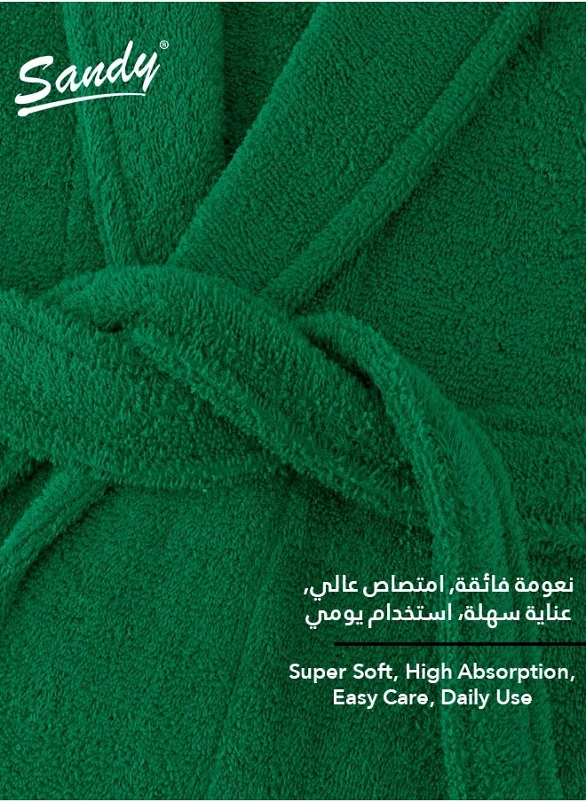 Sandy SANDY Luxury Cotton 100% Kimono Bathrobe, Unisex Plush Robe, Perfect for Spa and Shower, XL/2XL Size, Green  - Image 3
