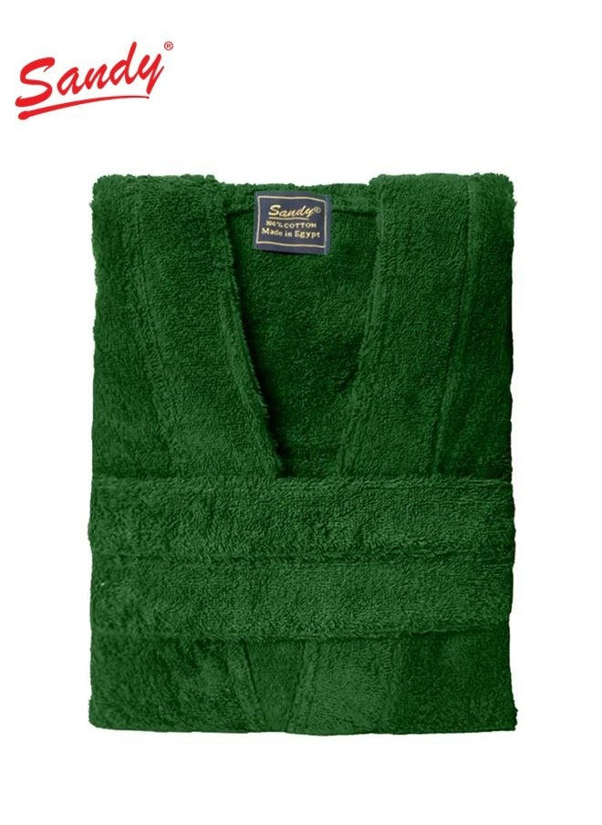 Sandy SANDY Luxury Cotton 100% Kimono Bathrobe, Unisex Plush Robe, Perfect for Spa and Shower, XL/2XL Size, Green  - Image 2