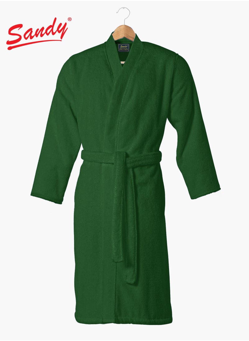 Sandy SANDY Luxury Cotton 100% Kimono Bathrobe, Unisex Plush Robe, Perfect for Spa and Shower, XL/2XL Size, Green  - Image 1