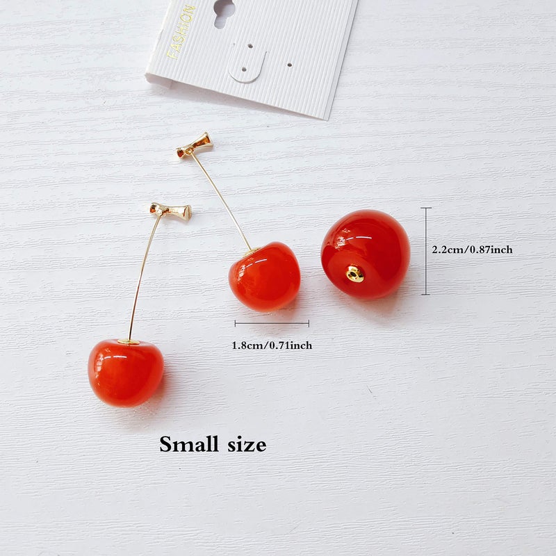 ONEYIM 3D Red Cherry Drop Earrings Cute Fruit Gold Dangle Earrings Charm Jewelry Gift Earrings for Women - Image 2