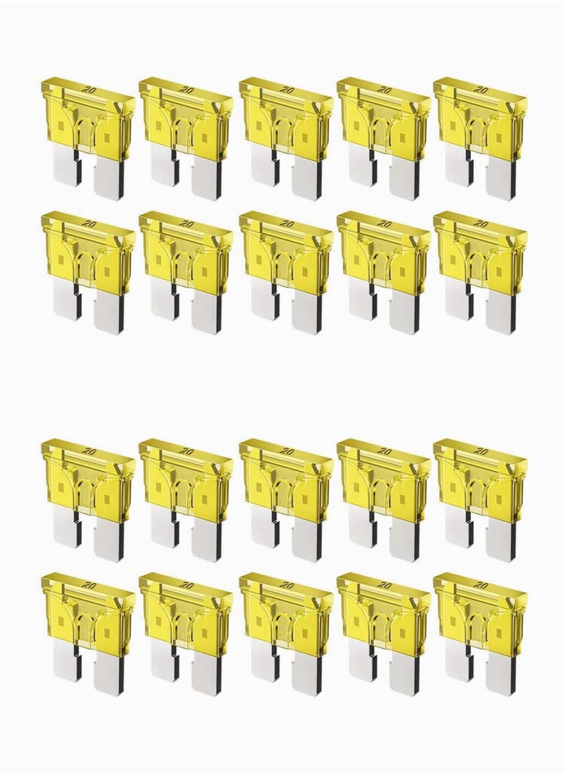 Y&D Car Fuses, Standard Fuses-20 AMP Automotive Fuses(ATO/APR/ATS), 32V (12/24V) Blade Fuse for RV/Truck/SUV, Mini Low Profile Assorted Auto Truck, 20pcs 20A  - Image 1