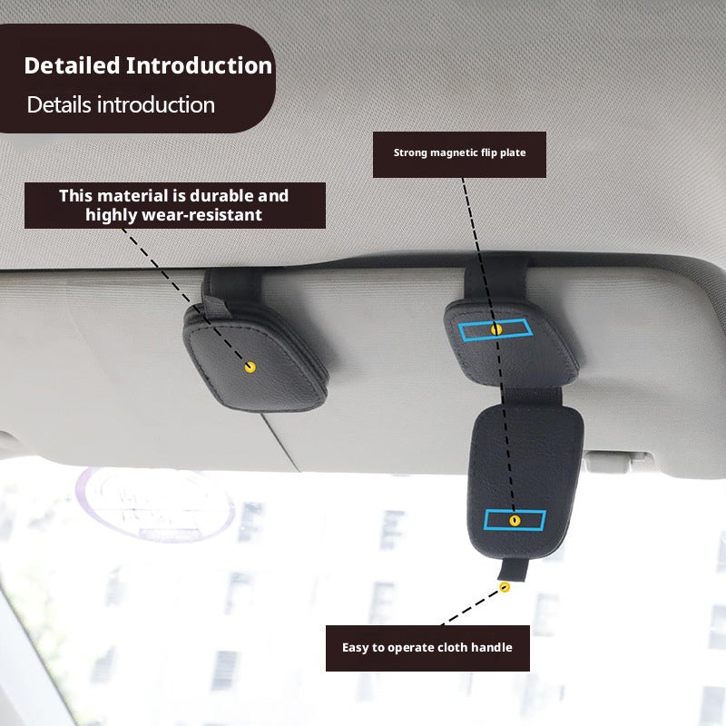 PU Magnetic Car Sunglass Holder Visor Clip - Image 4