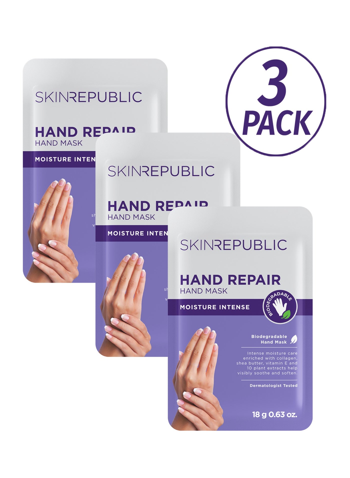 Skin Republic Hand Repair Mask Intensely Moisturising Brightens Dark Spots With Vitamin E Pack Of 3 18 ml