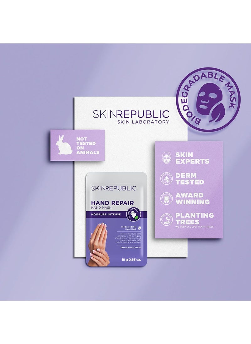 SKIN REPUBLIC - Skin Republic Hand Repair Mask, Intensely Moisturising, Brightens Dark Spots, With Vitamin E, (1 pair) 18g  - Pack Of 3 - Image 1