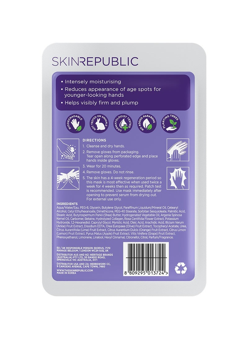 SKIN REPUBLIC - Skin Republic Hand Repair Mask, Intensely Moisturising, Brightens Dark Spots, With Vitamin E, (1 pair) 18g  - Pack Of 3 - Image 1