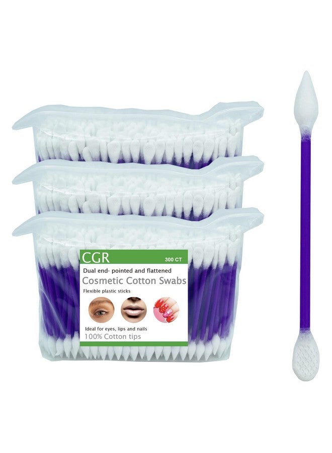 CGR 900pcs CGR Precision Cotton Swabs with Pointed and Flattened Tip Cosmetic Makeup Applicator(3x300pcs in bags)  - Image 1
