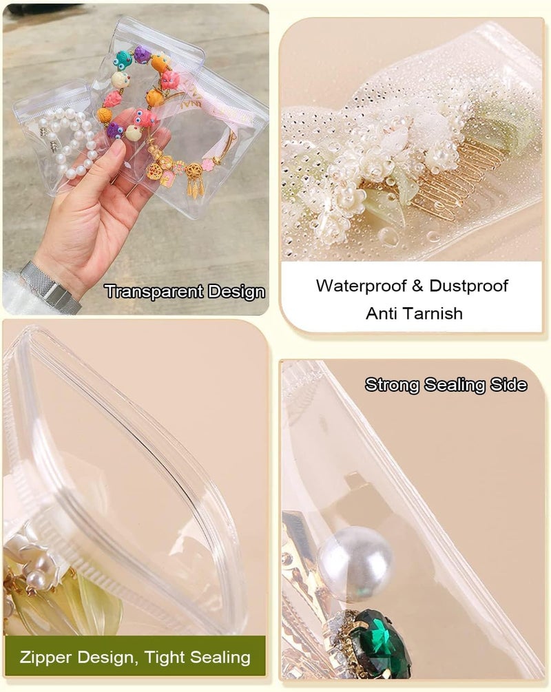 Nibbler 21 Pcs (3 Sizes) Jewellery Organiser Storage Pouches Clear Zip Lock Cover for Rings, Earrings, Necklace, Transparent, Polyvinyl Chloride PVC (21 Mix) - Image 3