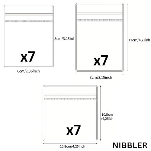 Nibbler 21 Pcs (3 Sizes) Jewellery Organiser Storage Pouches Clear Zip Lock Cover for Rings, Earrings, Necklace, Transparent, Polyvinyl Chloride PVC (21 Mix) - Image 5
