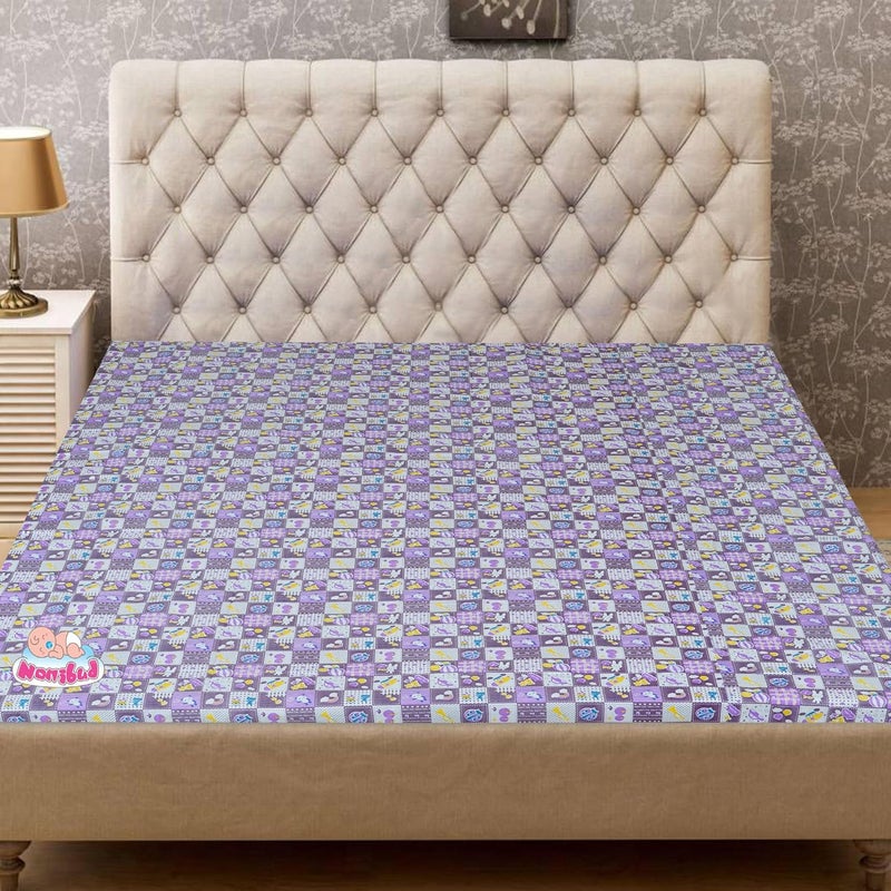 Nonibud Waterproof Plastic Mattress Protection Sheet for Baby and Adult Double BedKing Size 75 x 65 feet Purple Rainbow