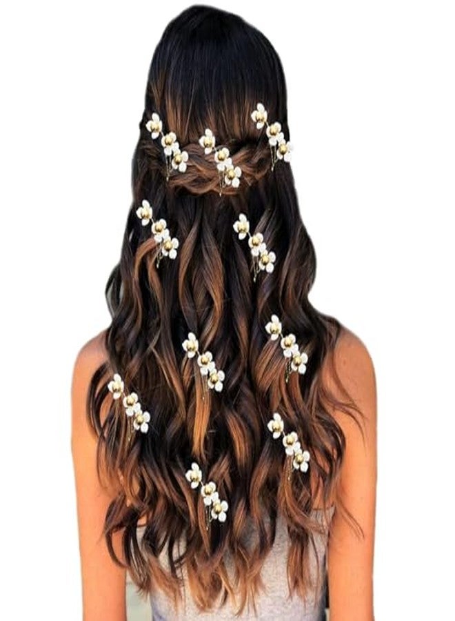 Ansh Attractive Artificial Metal White Flower and Golden Pearl Hair Pins/Clips/Juda Pins | Hair Accessories for Women & Girls (Combo Pack of 2493 & 2531) - Image 4