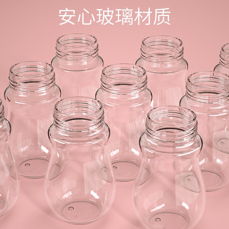 Baby Glass Feeding Bottle Newborn Wide Diameter Pacifier With Straw Silicone Anti-Fall Cover Baby Feeding And Weaning Artifact - Image 4