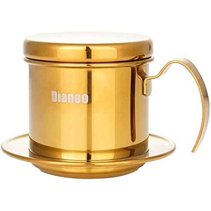 Dianoo Vietnamese Coffee Filter Press Coffee Maker Portable Stainless Steel Vietnamese Coffee Dripper Manual Coffee Infuser Filter For Home Office Cafe Restaurant Travel Gold - Image 1