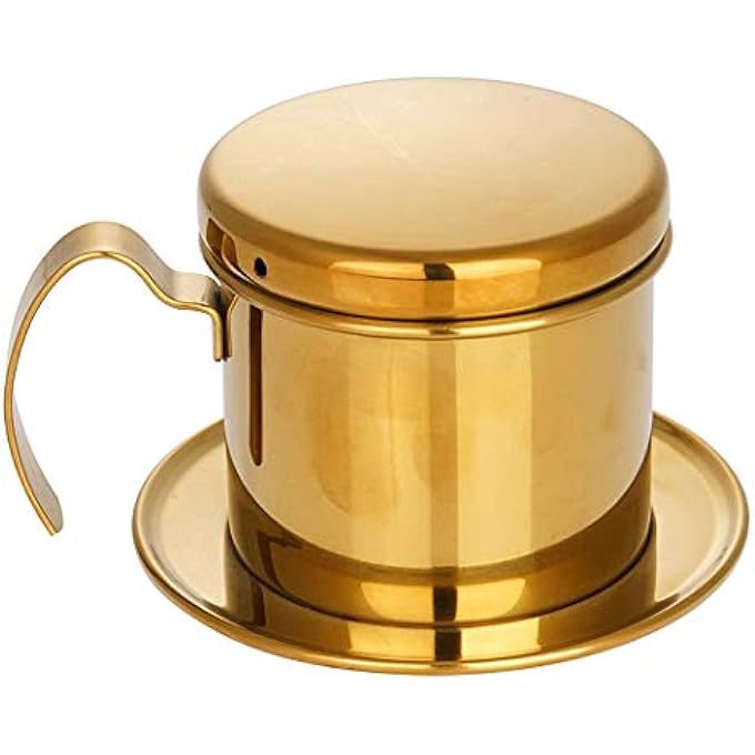 Dianoo Vietnamese Coffee Filter Press Coffee Maker Portable Stainless Steel Vietnamese Coffee Dripper Manual Coffee Infuser Filter For Home Office Cafe Restaurant Travel Gold - Image 3
