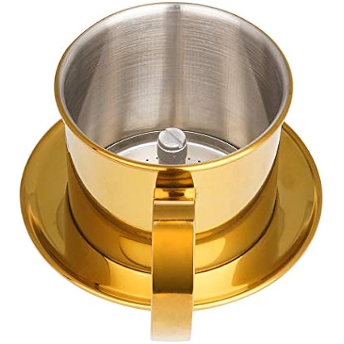 Dianoo Vietnamese Coffee Filter Press Coffee Maker Portable Stainless Steel Vietnamese Coffee Dripper Manual Coffee Infuser Filter For Home Office Cafe Restaurant Travel Gold - Image 5