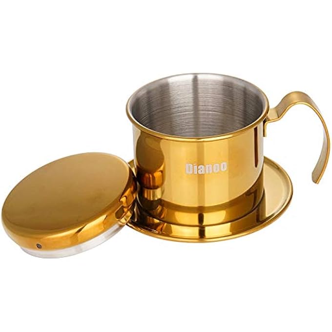 Dianoo Vietnamese Coffee Filter Press Coffee Maker Portable Stainless Steel Vietnamese Coffee Dripper Manual Coffee Infuser Filter For Home Office Cafe Restaurant Travel Gold - Image 4