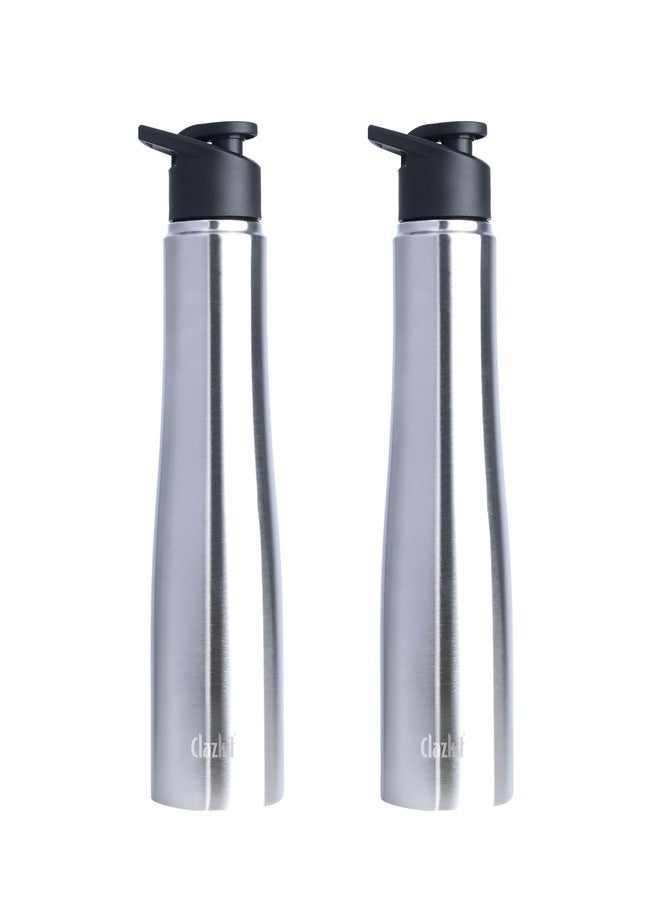 Clazkit Optimus Sporty Stainless Steel Water Bottle 1000ml Set of 2|ISI Certified| Leakproof, Rust-Free, BPA-Free, Durable for College, Fridge, Sports, Gym, Yoga & Office - Image 1