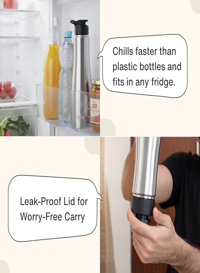 Clazkit Optimus Sporty Stainless Steel Water Bottle 1000ml Set of 2|ISI Certified| Leakproof, Rust-Free, BPA-Free, Durable for College, Fridge, Sports, Gym, Yoga & Office - Image 5
