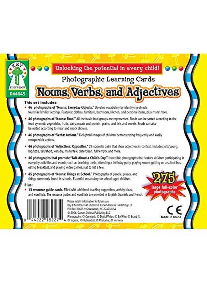 Key Education Publishing Key Education Nouns Verbs And Adjectives Photographic Learning Cards 275 Vocabulary Flash Cards Parts Of Speech Picture Games Learning Resources For Preschool Esl And Special Needs  - Image 5