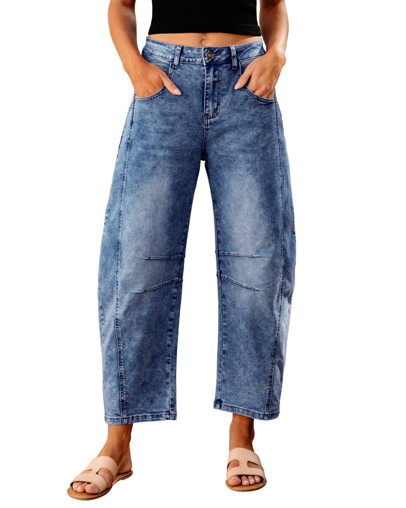 GRAPENT Stretchy Jeans for Women Womans Jeans Cute Summer Casual Denim Pants Woman Baggy Jean Pants for Women High Waisted Trendy for Summer Spring Fall Winter Color Midnight Blue Small Size 4 Size 6 - Image 1