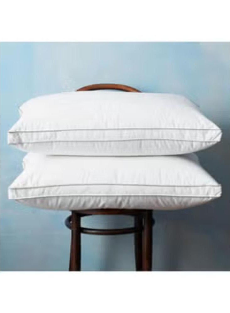 Princess Hotel Pillow Pack Of 2 Microfiber 1Cm Stripe Pillow, 1000Grms, Queen Cotton White 75x50x12cm - Image 2